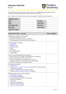 Induction checklist - all staff
